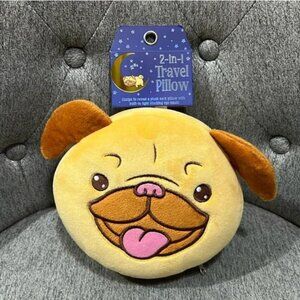 Soft Plush Tan Puppy 2-in-1 Travel Pillow